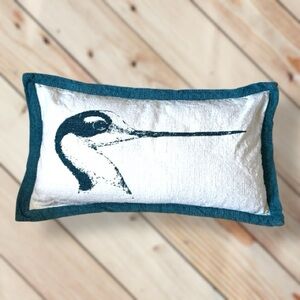 Decorative Sand Piper bird Lumbar Throw Pillow - Beach Decor